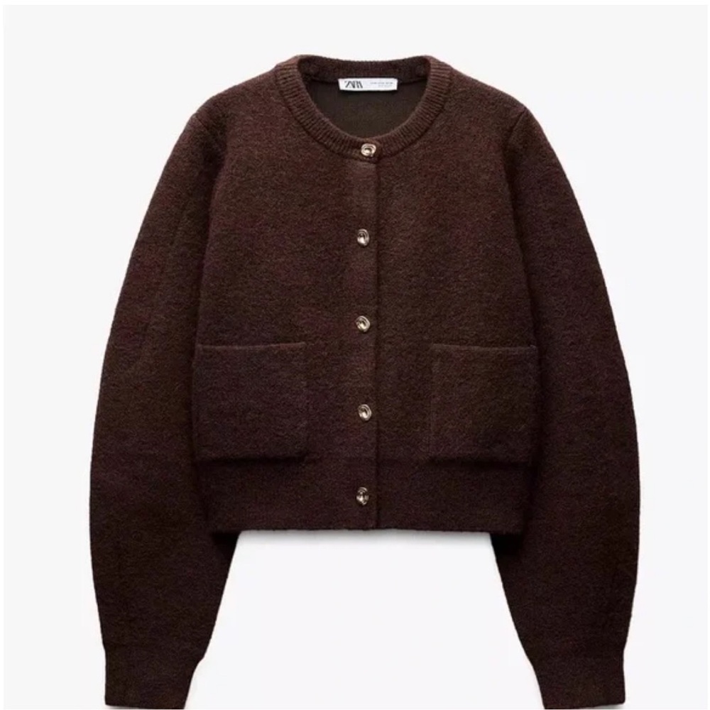 Zara Chocolate Knit Cardigan & Skirt Set